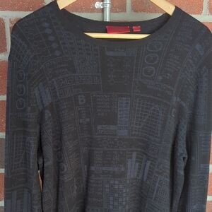 Hugo Boss HUGO Black Patterned Crewneck Sweater Size Large L